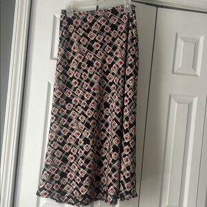 Floral Patterned Black and Red maxi skirt